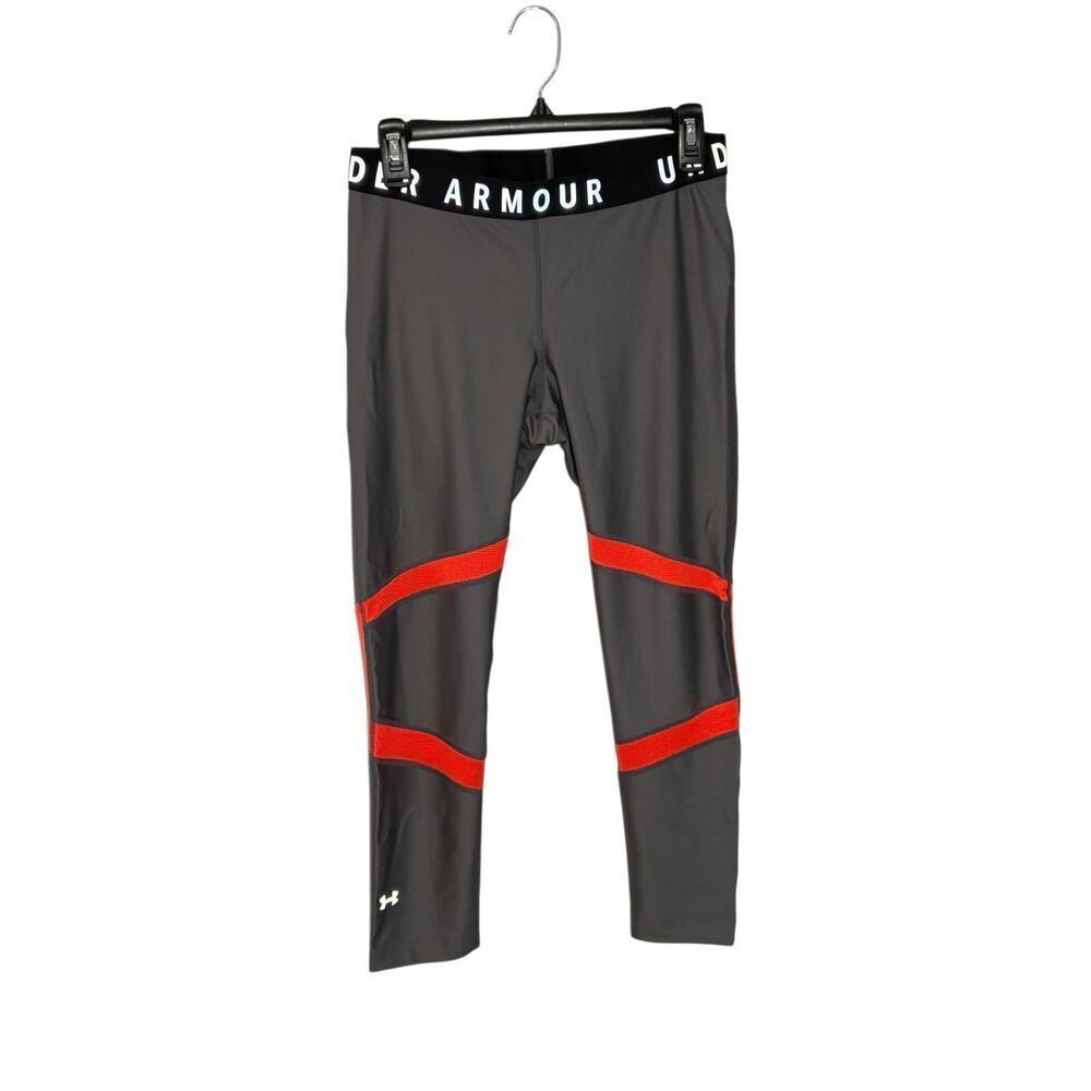 NWT Under Armour CoolSwitch compression leggings - gray with red stripes - L